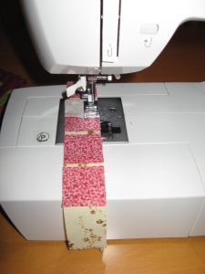 Centre Squares being Pieced on the Sewing machine