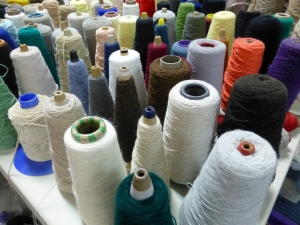 cones of yarn for sale at the handweavers and spinners sale